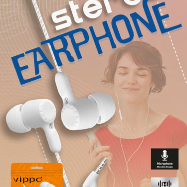 Vippo VHP-22 Stereo Earphones with Volume Control & Mic | Super Bass | OGdeal (Pack Of 2)